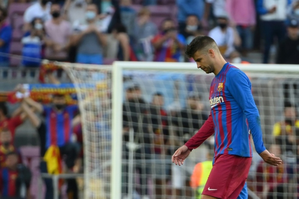 Piqué, meilleur buteur du derby de Barcelone. AFP