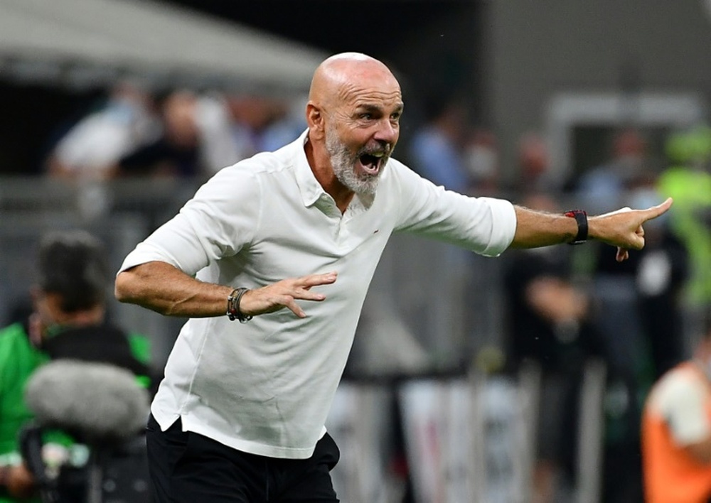 Pioli in conferenza stampa. AFP