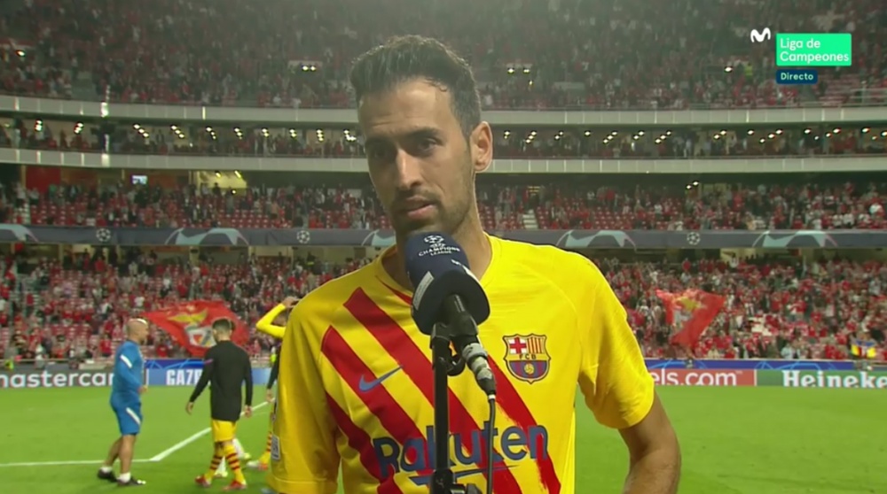 Sergio Busquets s'est arrêté au micro de 'Movistar'. Capture/MovistarLigadeCampeones