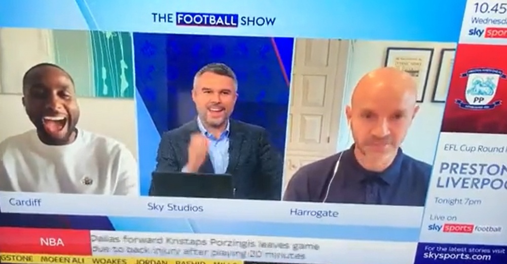 Danny Mills was caught swearing on live TV. Screenshot/SkySports