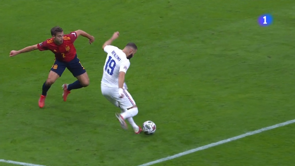 Benzema's goal to tie the final. Screenshot/RTVE1