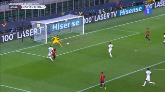 Oyarzabal opened the scoring in the final after a Theo crossbar. Screenshot/RTVE1