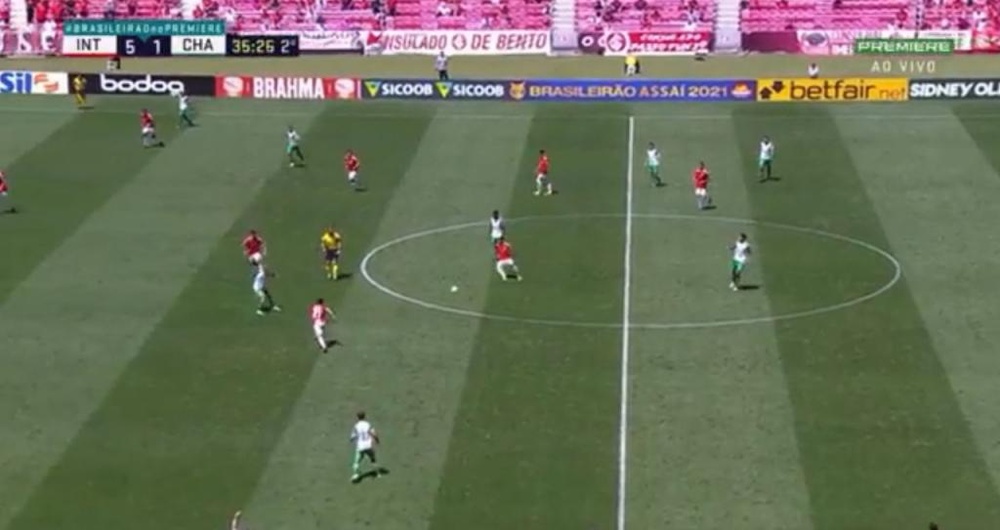 Internacional no tuvo piedad con Chapecoense y le ganó 5-2. Captura/Premiere