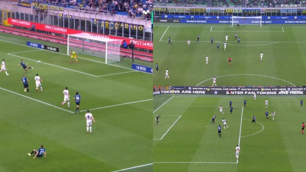 El Inter-Atalanta fue un recital de golazos. Captura/Movistar+/CBS