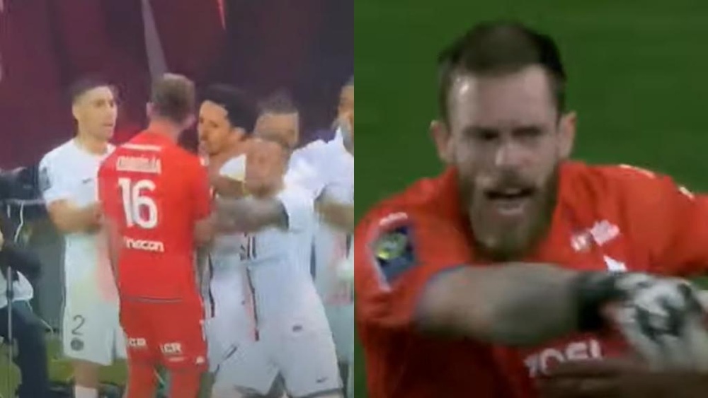 Neymar le pegó un empujón a Oukidja ¡y le sacó la lengua en la cara! Captura/beINSports