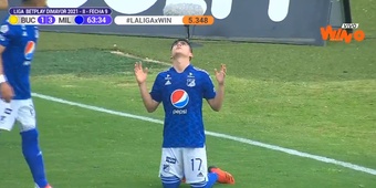 Daniel Ruiz hizo dos goles y una asistencia ante Bucaramanga. Captura/WinSportsTV