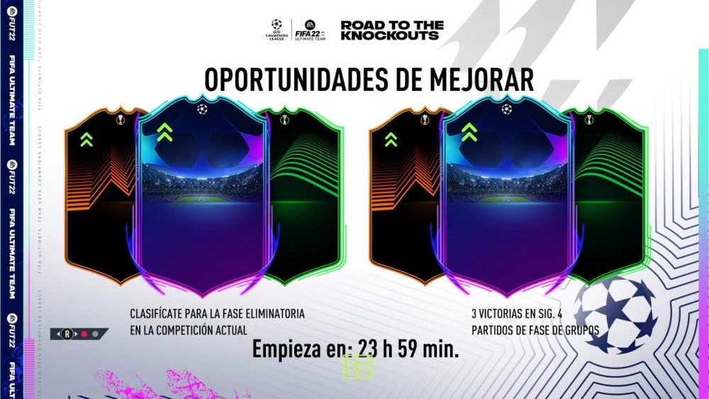 Diseño oficial de la carta de la Champions, Europa League y Conference League. Twitter/EASPORTSFIFA