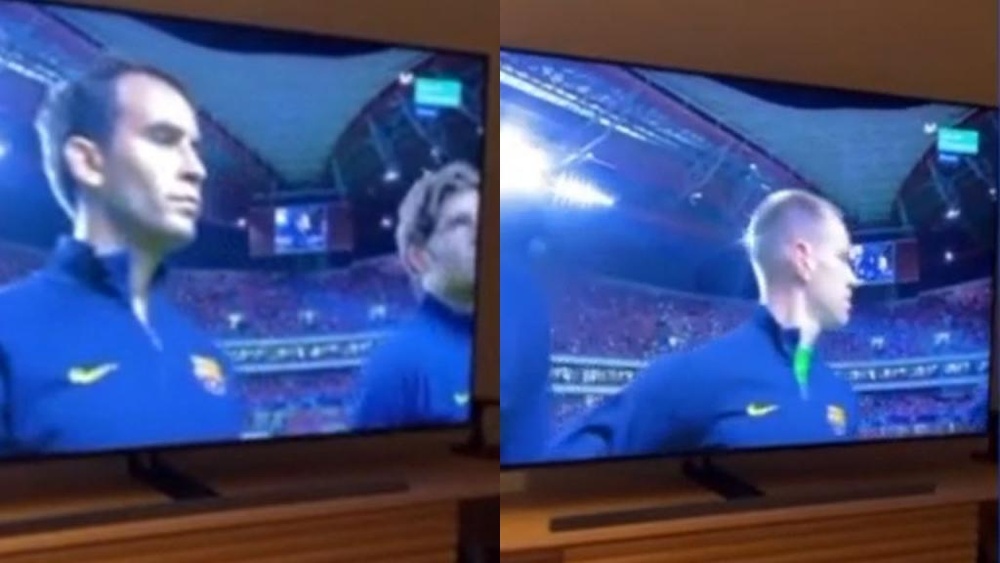 Aguero supported his Barcelona teammates from home. Screenshot/kunaguero