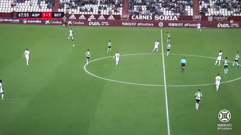 El Albacete no pasó del empate a uno ante el Betis Deportivo. Captura/Footters