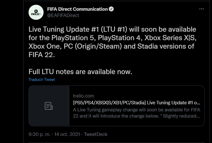 Imagen del anuncio del 'Live tuning' de EA Sports. Twitter/EAFIFADirect