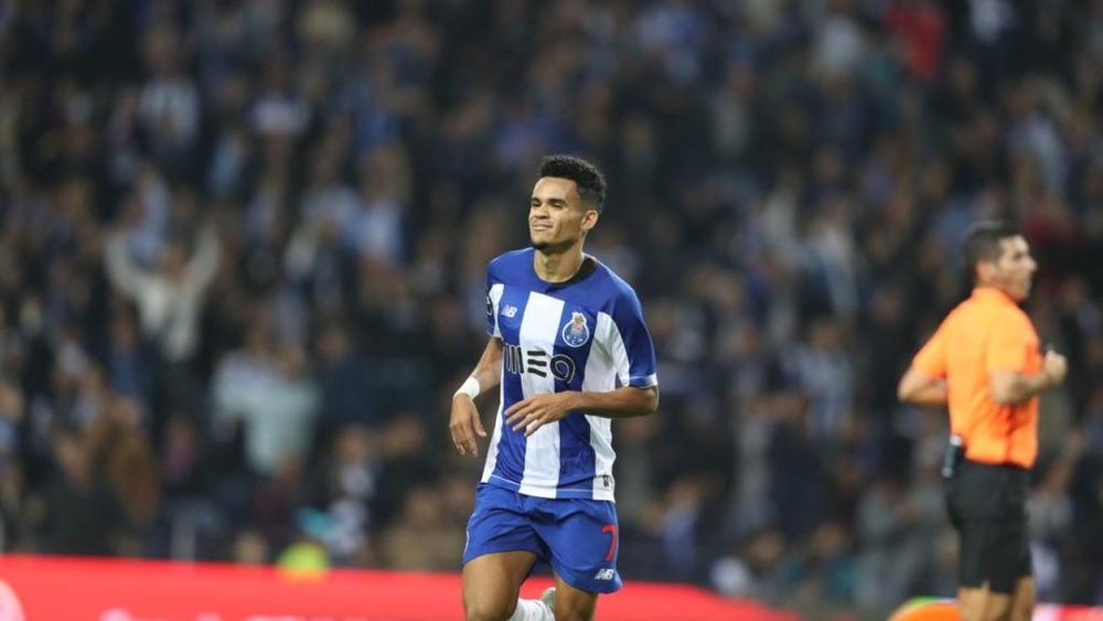 Luis Díaz celebra un gol con el Oporto. EFE