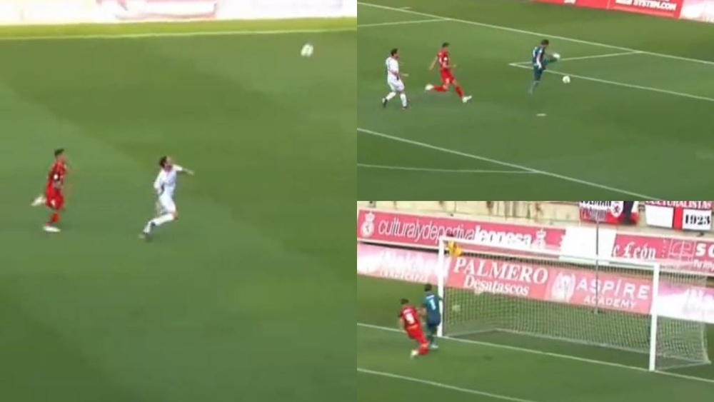 Rubén Sánchez anotó el primer gol de la Primera RFEF. Captura/Footters
