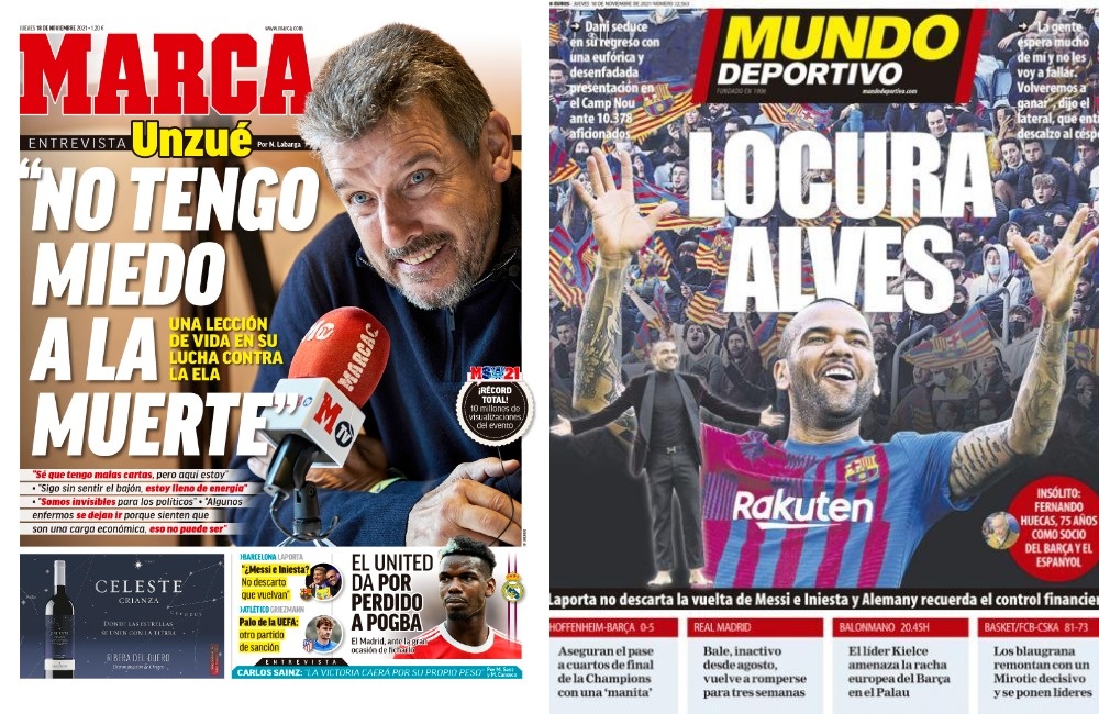 Capas da imprensa desportiva 18 de novembro de 2021.Marca/MD
