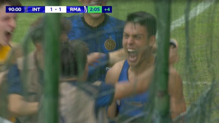 El Inter empató en el añadido. Captura/UEFATV