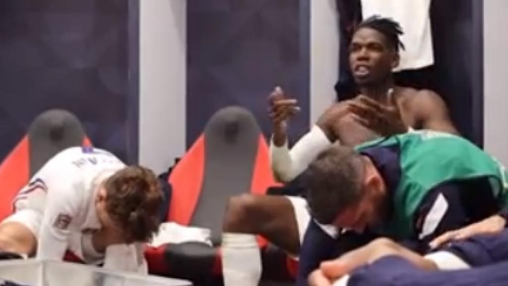 Le discours de Pogba pendant la mi-temps de la finale. Capture/FFF