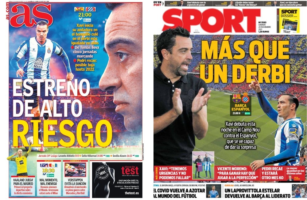 Capas da imprensa desportiva 20 de novembro de 2021.AS/Sport