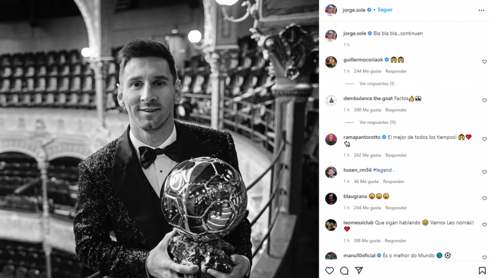 Pai de Messi respondeu os críticos. Captura/Instagram/jorge.sole