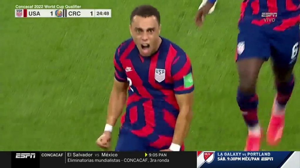 Dest hizo el tanto de la igualada de EE.UU. Captura/ESPN