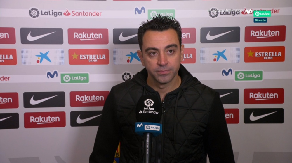 La réaction de Xavi après son premier match sur le banc du Barça. Capture/Movistar LaLiga