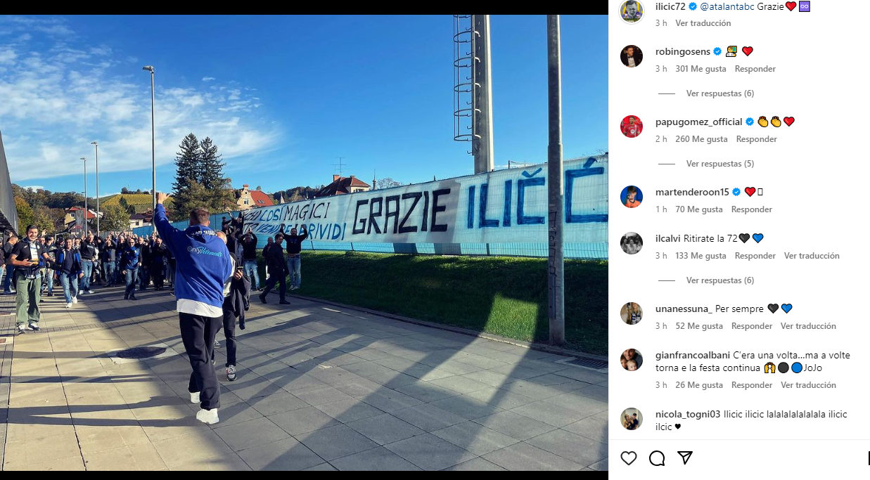 120 aficionados del Atalanta se desviaron de Austria a Eslovenia para sorprender a Ilicic