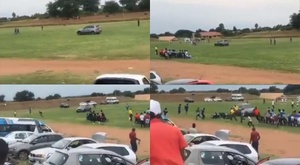 Saltó al campo con su coche... ¡e intentó atropellar al árbitro!