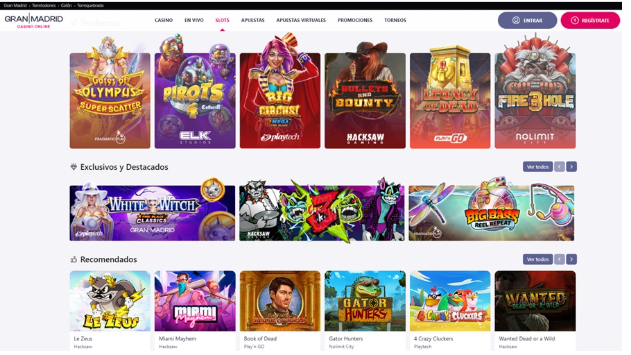Interfaz de Gran Casino Madrid Apuestas