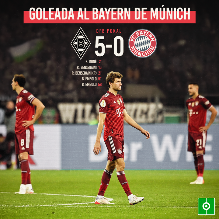 El Bayern cae por 5-0 contra el Mönchengladbach