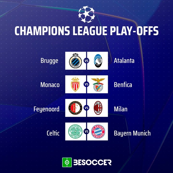 Champions League play-offs Wednesday