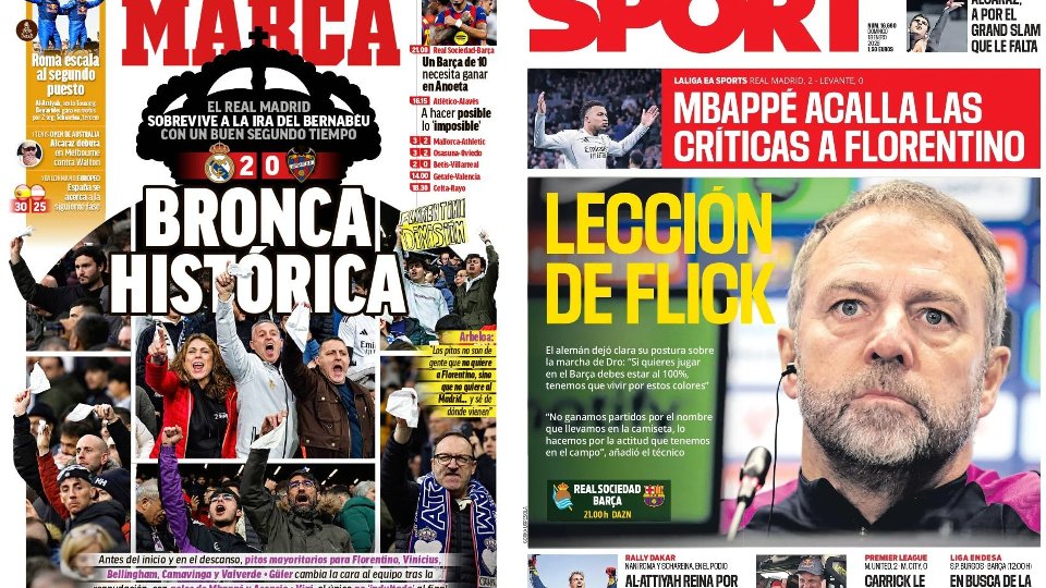 Portadas de la prensa deportiva del 18-01-26