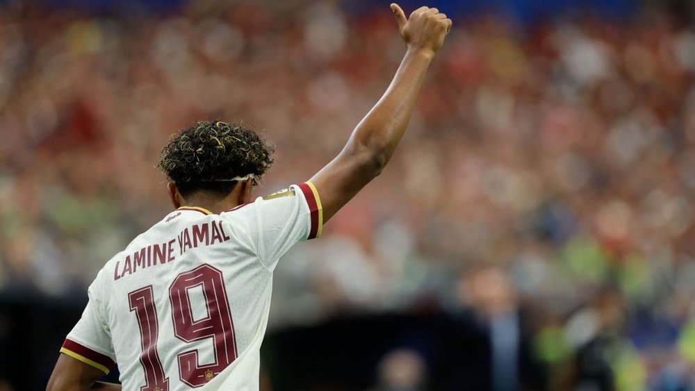 Lamine Yamal during the Portugal vs Espana Round of 16 match at the 2026 World Cup at AT&T Stadium in Dallas. EFE