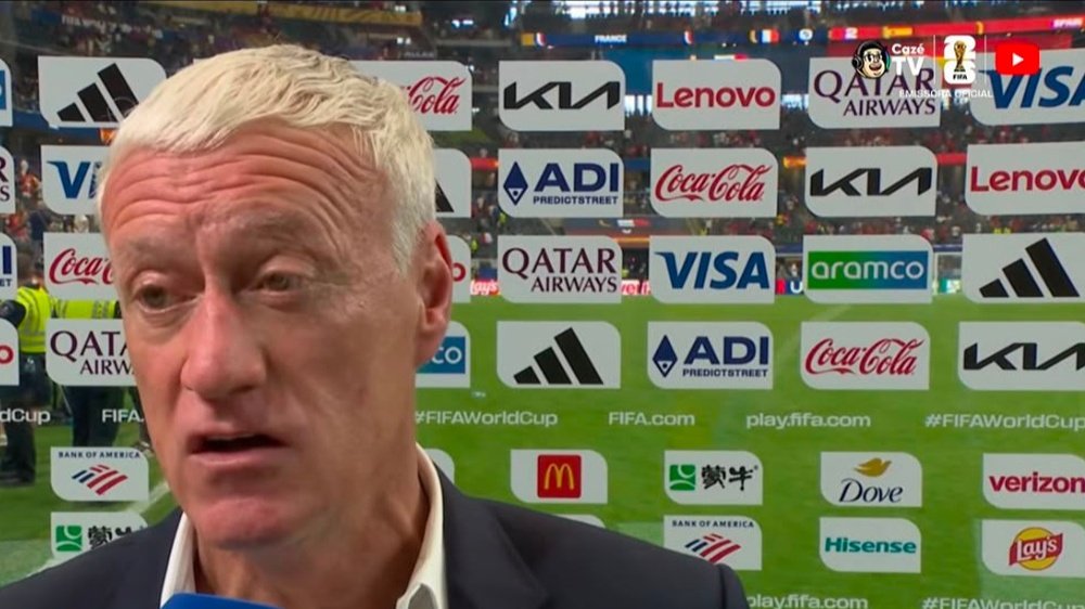Didier Deschamps in the post-match interview. Capture/CazeTV