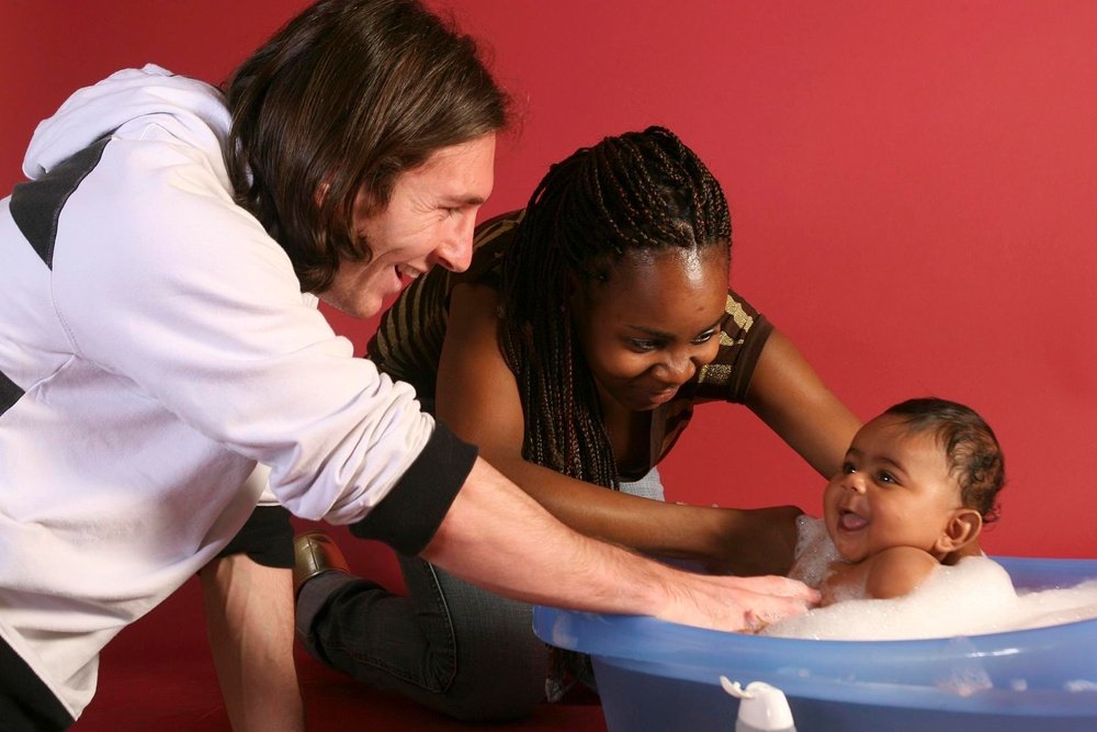 Messi, baby Lamine Yamal and his mother