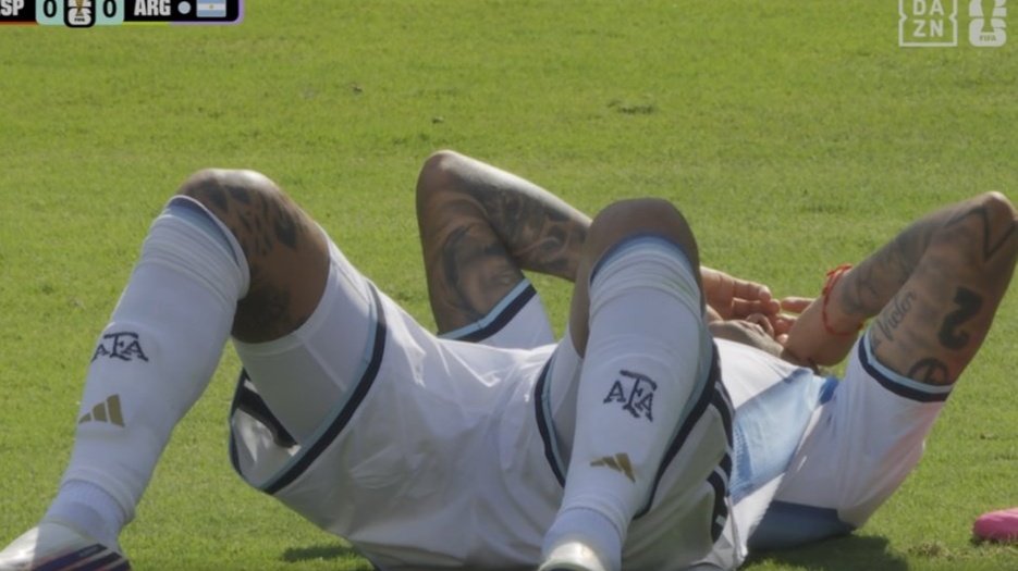 Cuti Romero forced off through injury. Screenshot/DAZN
