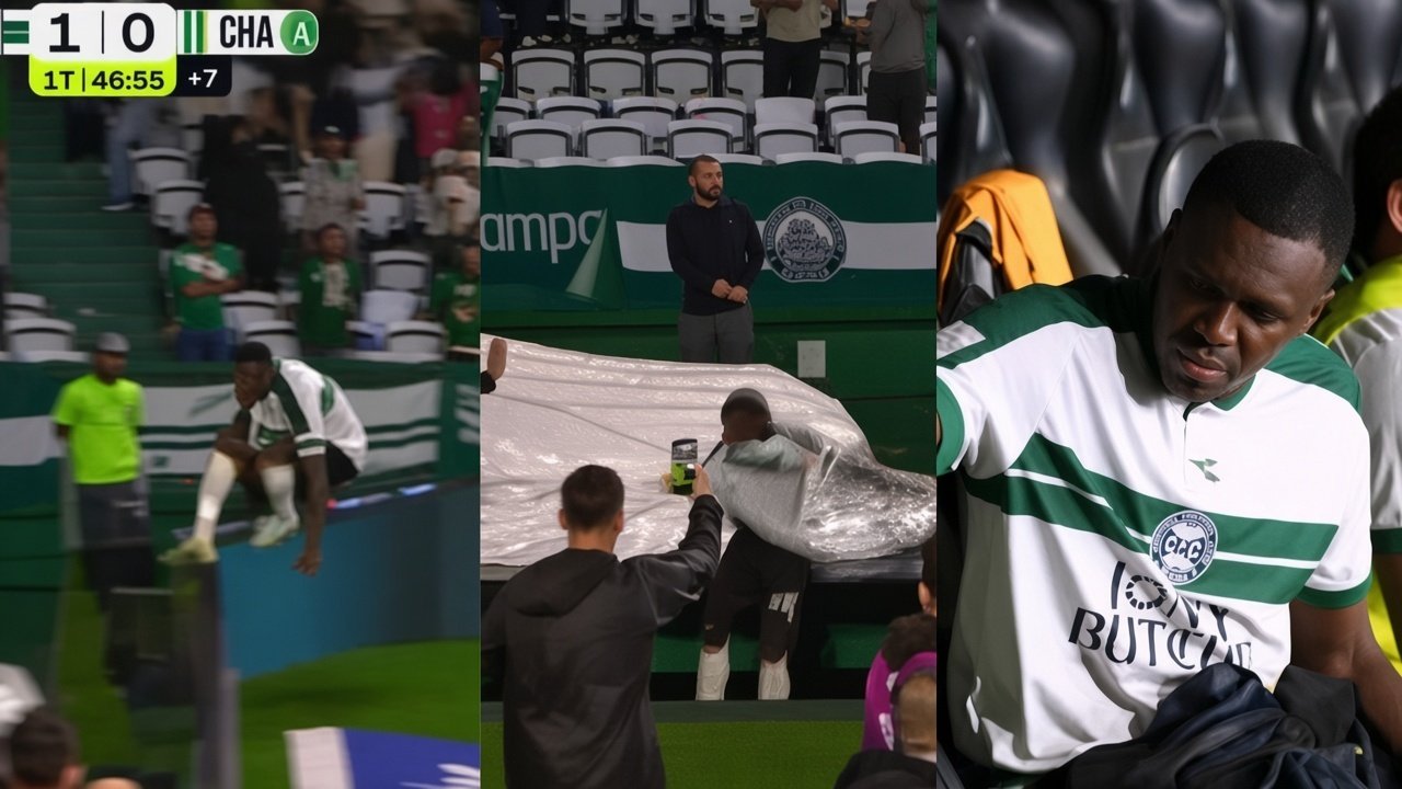 Cena bizarra: zagueiro do Coritiba cai em túnel, tem gol invalidado e sai lesionado