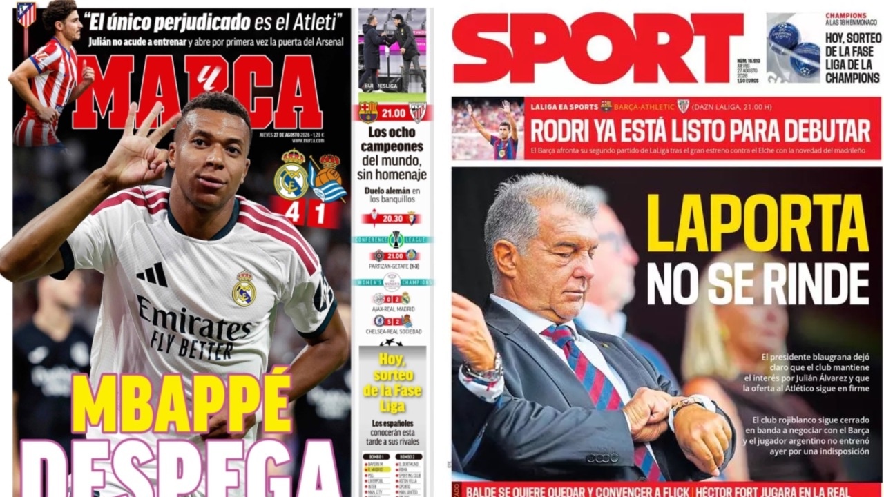 Portadas de la prensa deportiva del 27-08-26