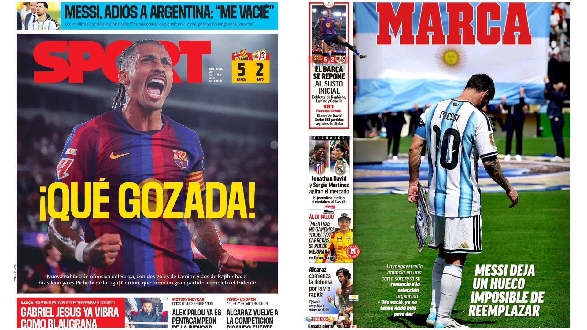 Portadas de la prensa deportiva del 01-09-26