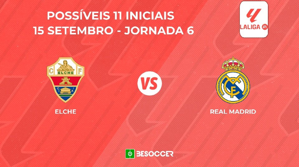 Elche - Real Madrid: Veja as prováveis escalações