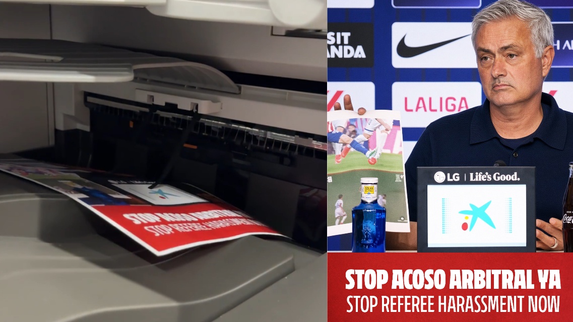 Tuit travieso del Atleti con la foto de Mou: "Stop' acoso arbitral"