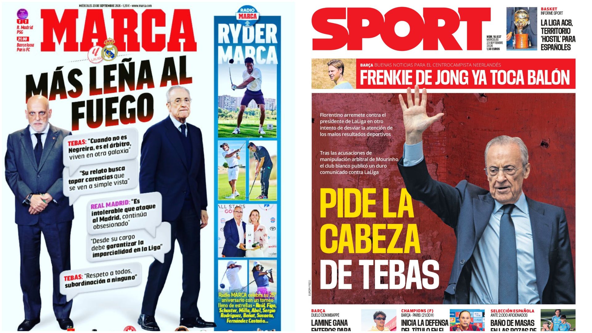 Portadas de la prensa deportiva del 23-09-26