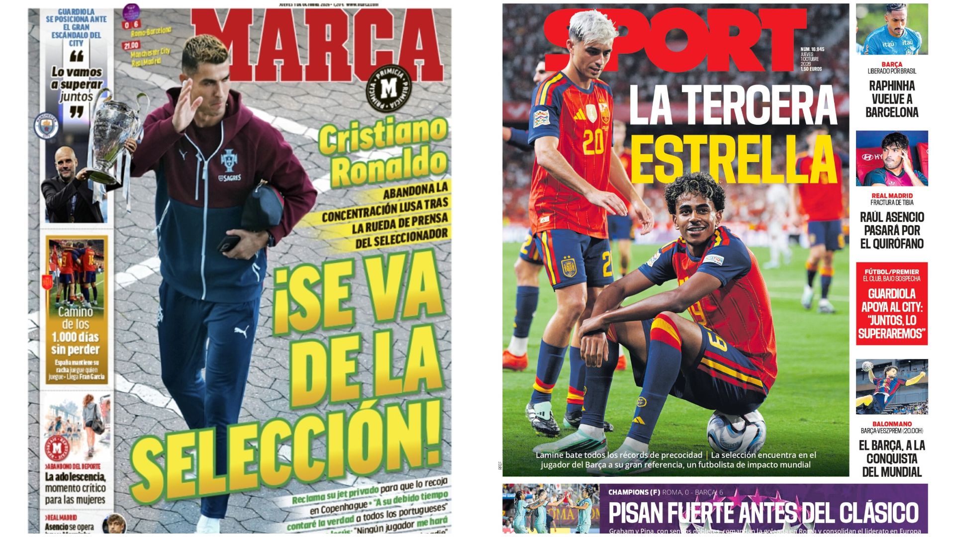 Portadas de la prensa deportiva del 01-10-26
