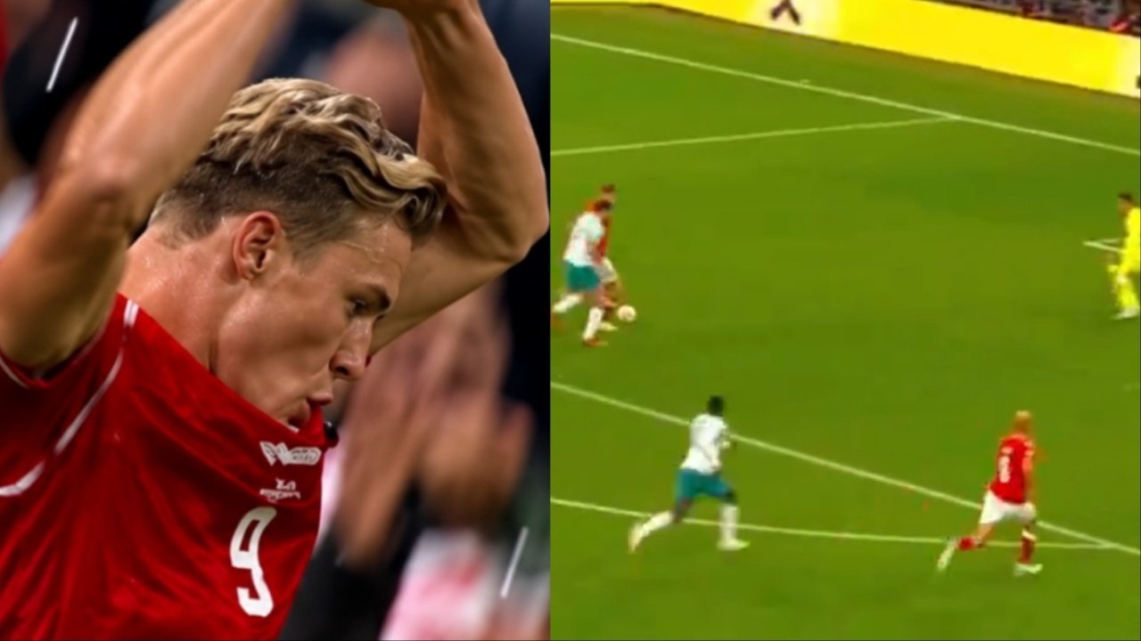 Hojlund copies idol Ronaldo after scoring against Portugal