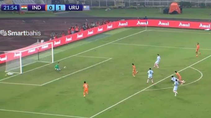 La Selección de India marcó el 1-1 ante Uruguay en la primera parte del amistoso de este martes gracias a un error del portero Thiago Cardozo.