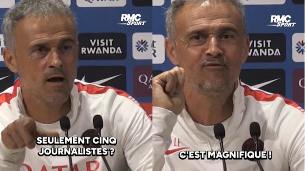 "Only five journalists? That's magnificent!" Luis Enrique jokes