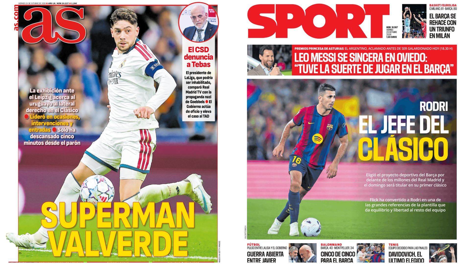 Portadas de la prensa deportiva del 23-10-26