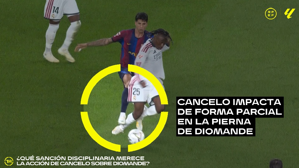 El CTA cree que Cancelo debió ver amarilla por la 'rascada' a Diomande en el 'Clásico'