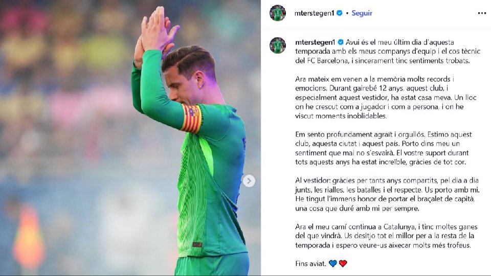 Ter Stegen dice 'hasta pronto': Espero veros levantar muchos trofeos