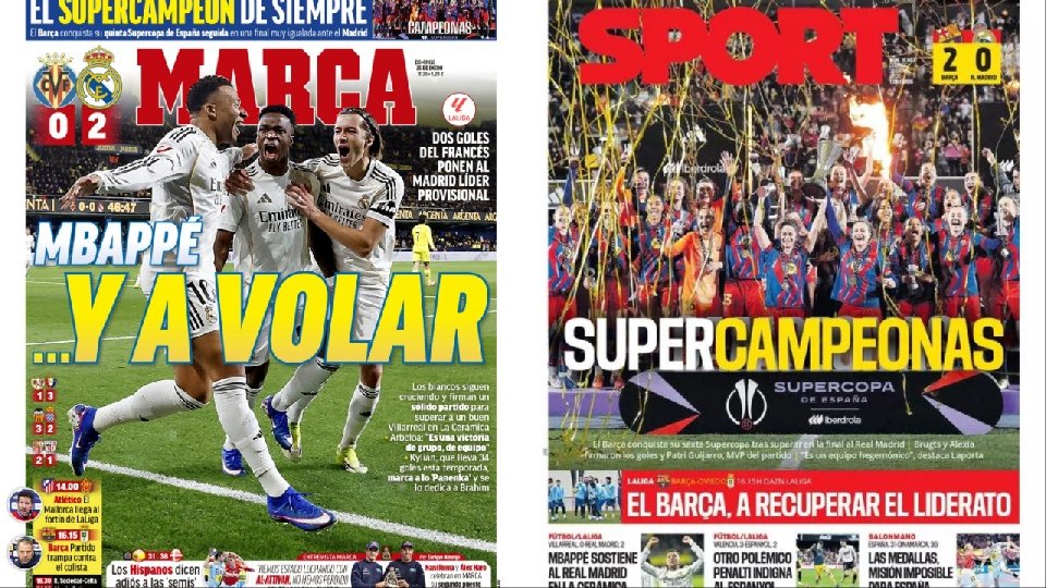 Portadas de la prensa deportiva del 25-01-26