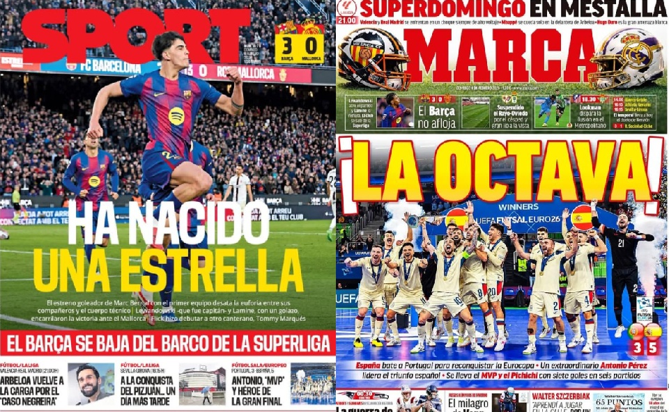 Portadas de la prensa deportiva del 08-02-26