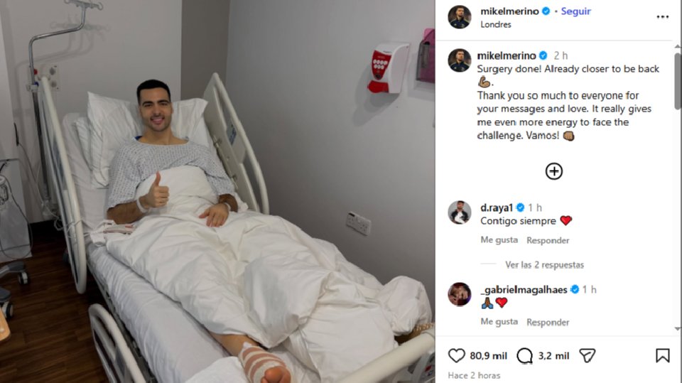 Mikel Merino, operado de su fractura en el pie