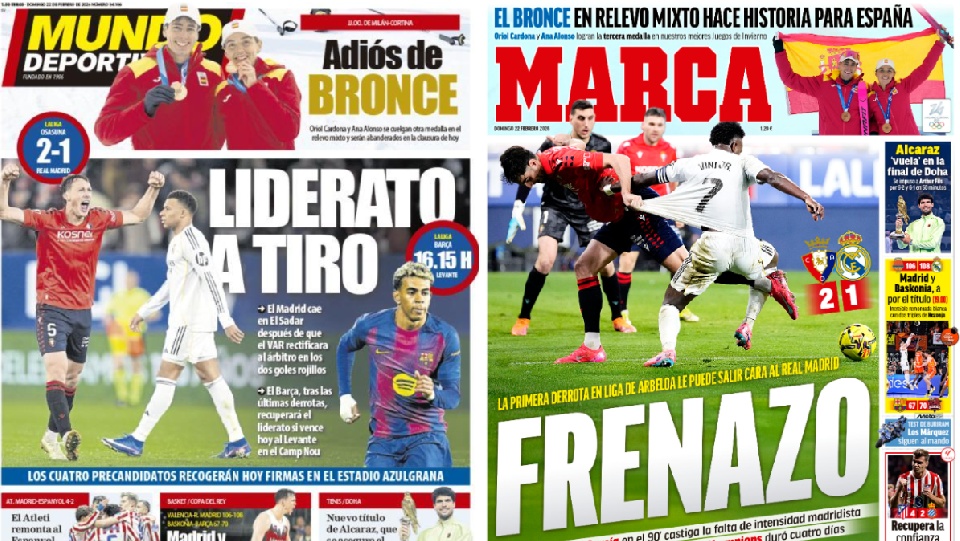 Portadas de la prensa deportiva del 22-02-26